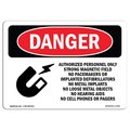 Signmission OSHA Danger, Strong Magnetic Field No Pacemakers, 7in X 5in Decal, 5" W, 7" L, Landscape OS-DS-D-57-L-1702